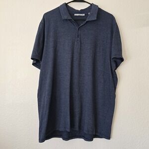 Vince Men's Sz XL Polo Shirt Blue Striped Short Sleeve Preppy Cotton Modal Soft